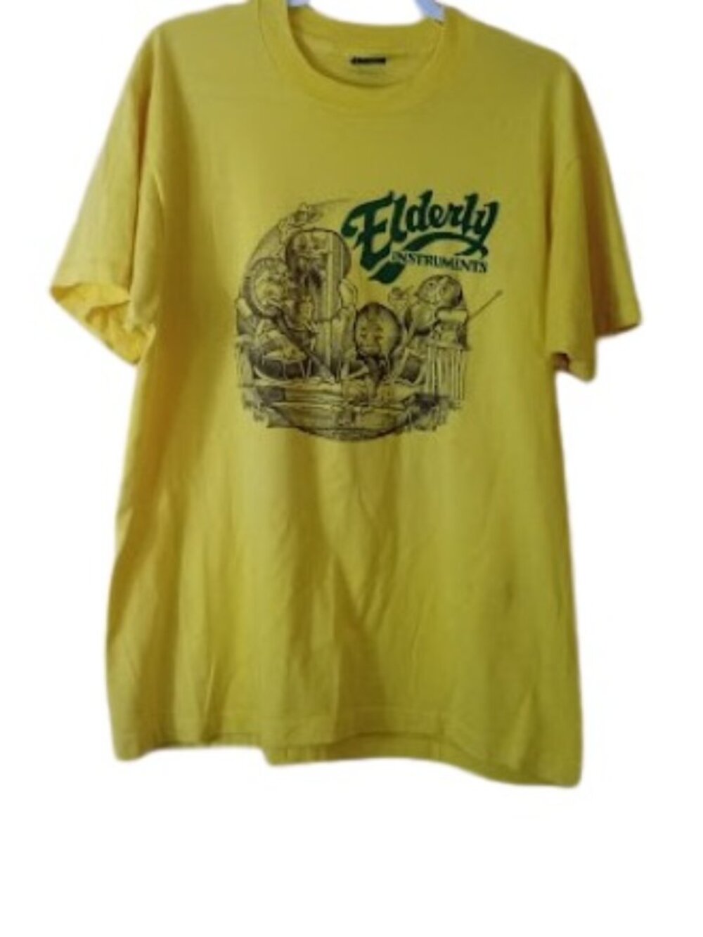 Vintage Screen Stars Best Mens Elderly Instruments Graphic T-Shirt Tee Yellow XL